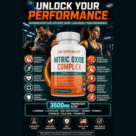 Nitric Oxide Complex 3500 mg – 120 Capsules | KRK Supplements