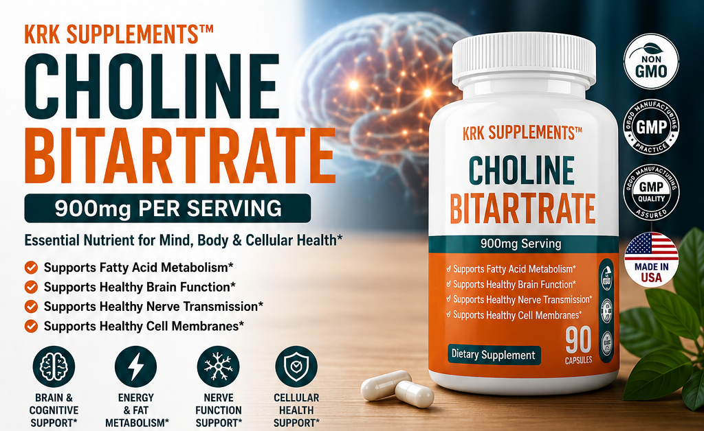 Choline Bitartrate 900 mg – 90 Capsules | KRK Supplements