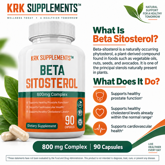 KRK Supplements Beta Sitosterol 800 mg 90 Capsules product overview graphic
