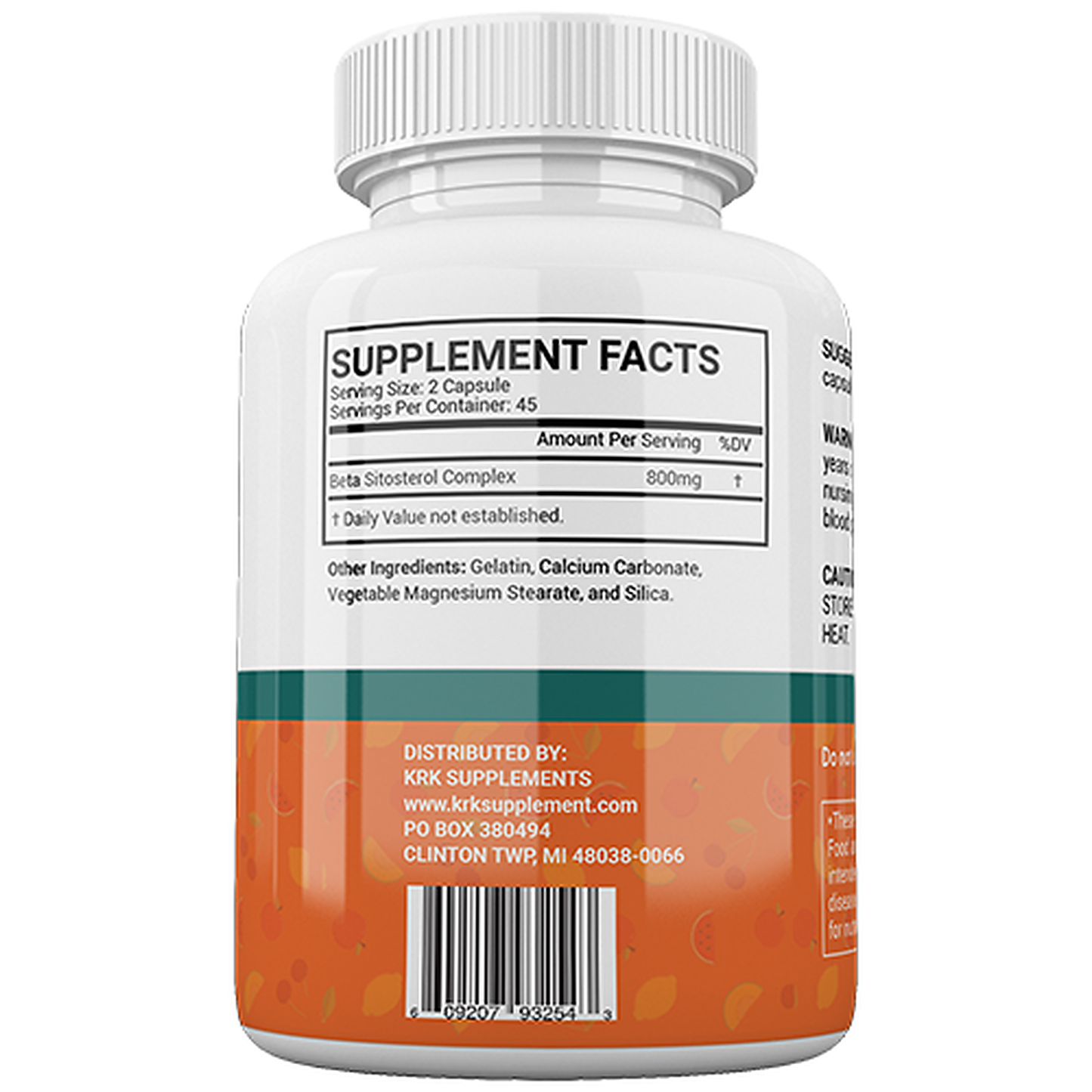 Beta Sitosterol 800 mg Complex – 90 Capsules | KRK Supplements