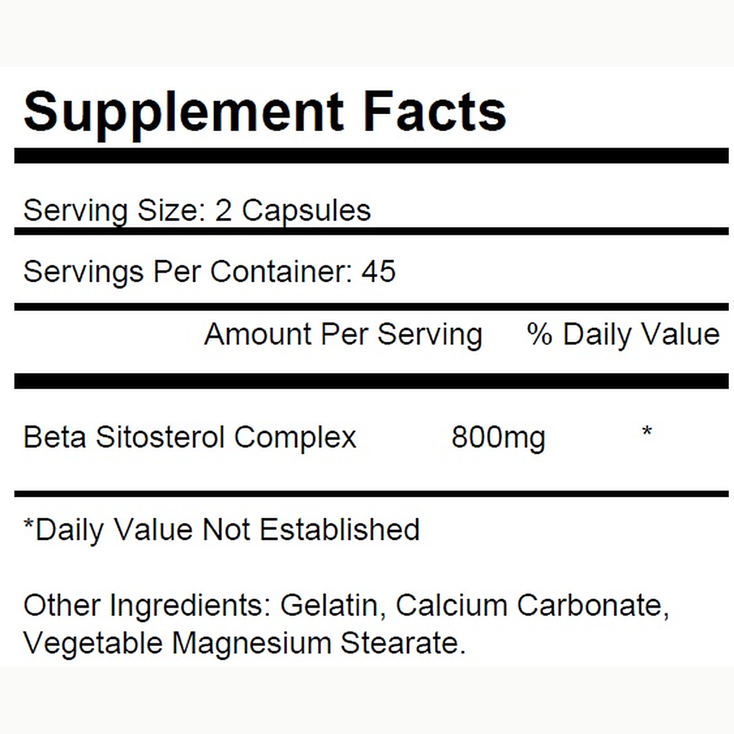 Beta Sitosterol 800 mg Complex – 90 Capsules | KRK Supplements