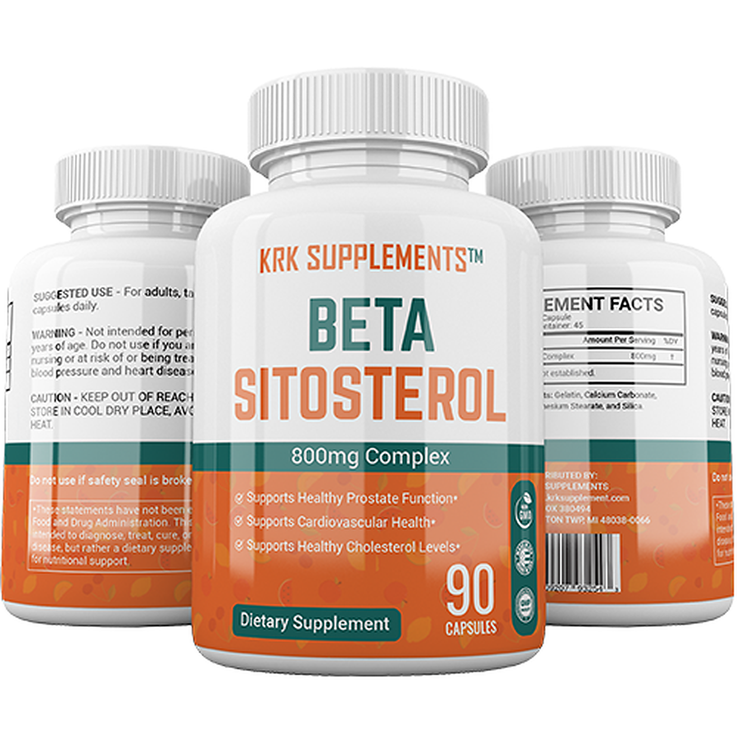 Beta Sitosterol 800 mg Complex – 90 Capsules | KRK Supplements