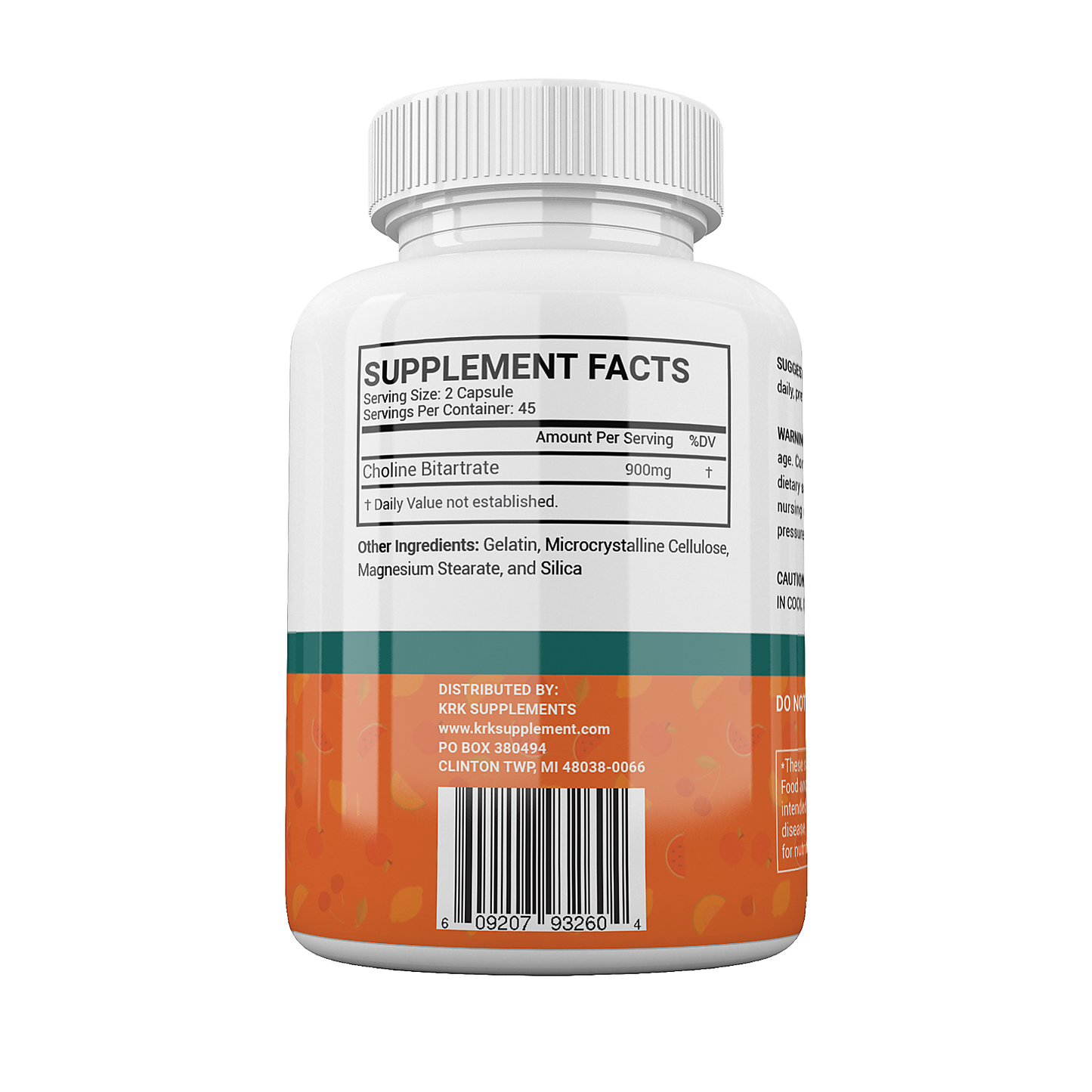 Choline Bitartrate 900 mg – 90 Capsules | KRK Supplements