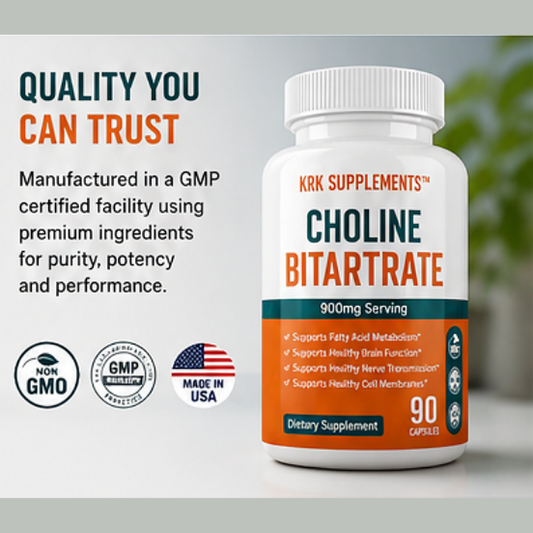 Choline Bitartrate 900 mg – 90 Capsules | KRK Supplements