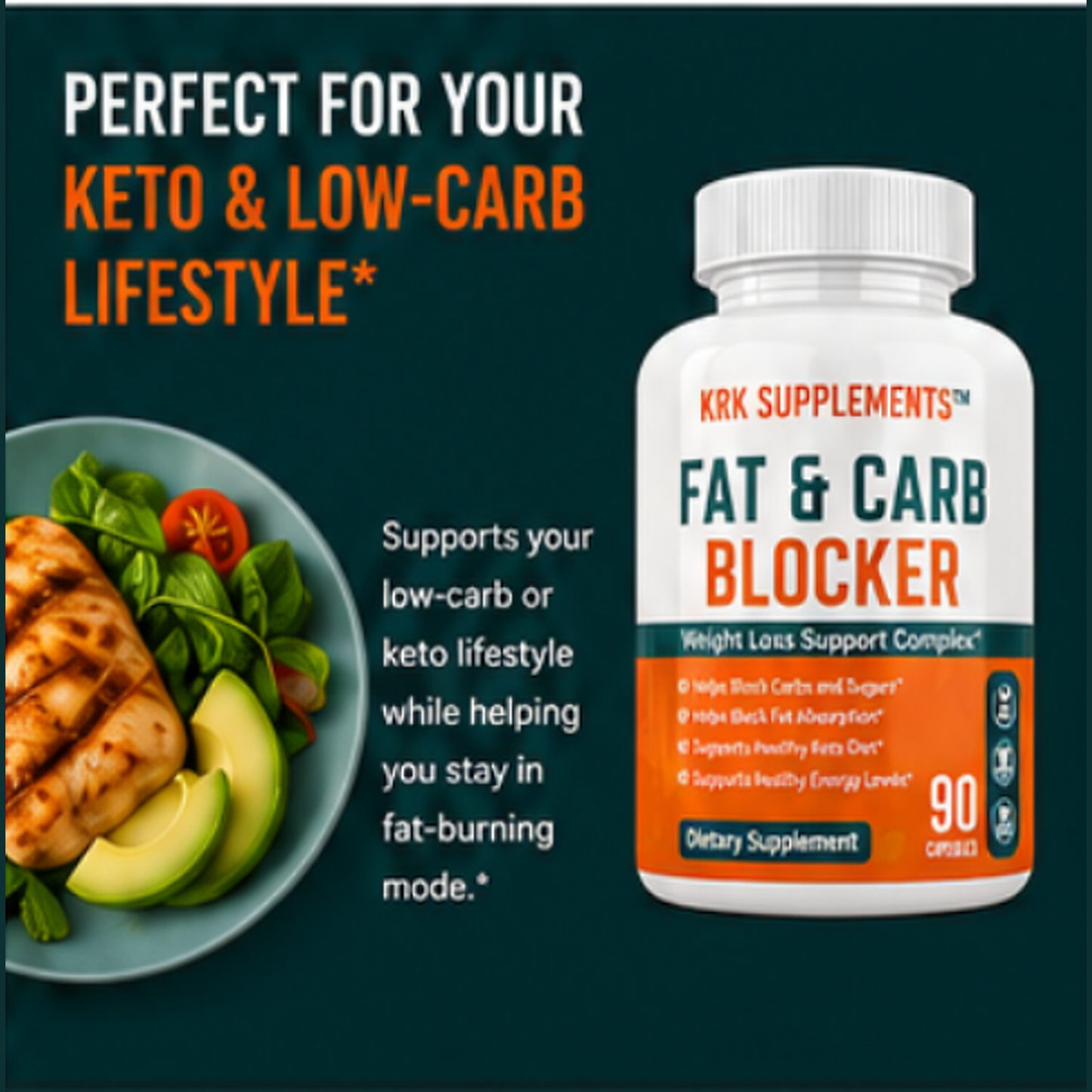 Fat & Carb Blocker – 90 Capsules | KRK Supplements