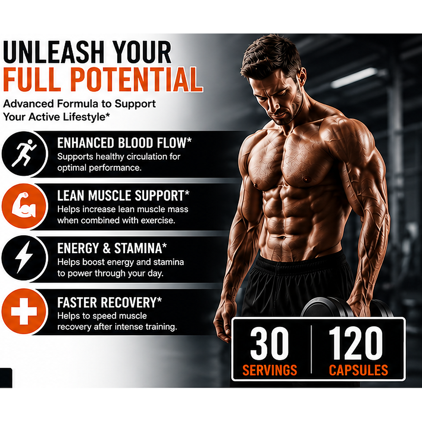 Nitric Oxide Complex 3500 mg – 120 Capsules | KRK Supplements