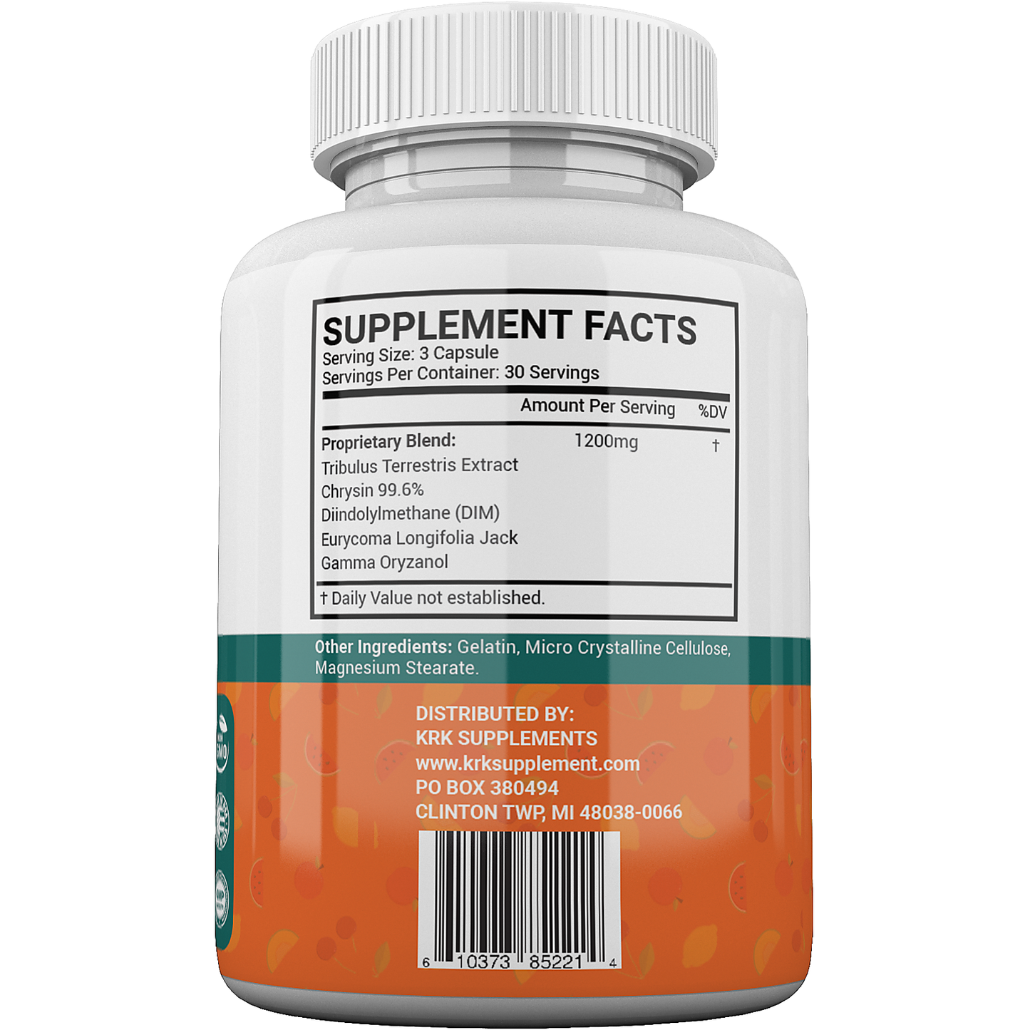 Testosterone Booster 1200 mg Complex – 90 Capsules | KRK Supplements